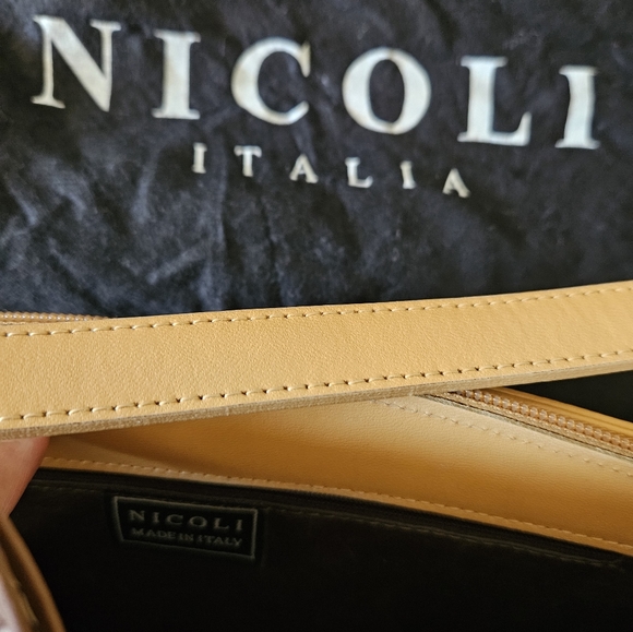 Vintage 1970s Nicoli Fernando Camel Leather Leather Handbag made in Italy - Picture 3 of 9